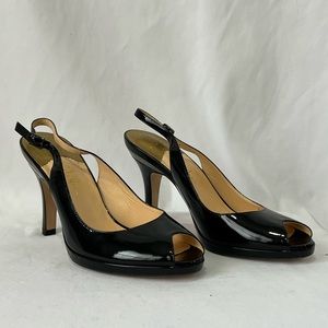 Cole Haan Glossy Black Slingback Heels